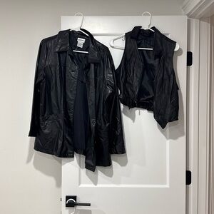 Fashion Bug Black Leather Jacket and Vest Set